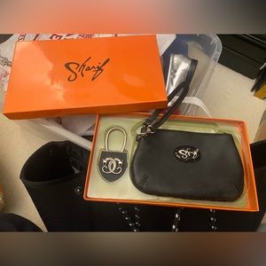 NEW w/gift box-Sharif Buttery Leather Wristlet & Keychain Set